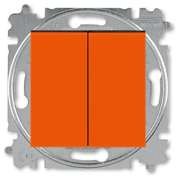 Выключатель двухклавишный ABB Levit оранжевый / дымчатый чёрный (3559H-A05445 66W)
