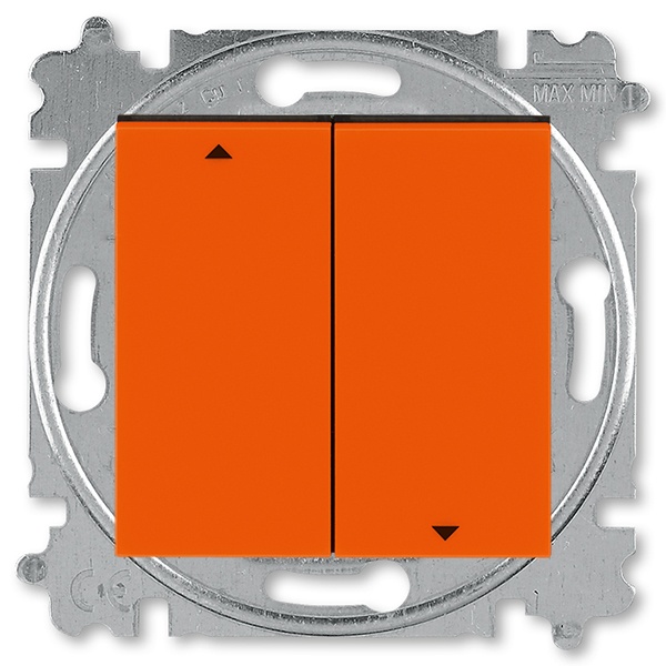 Выключатель жалюзи двухклавишный ABB Levit с фиксацией оранжевый/дымчатый чёрный (3559H-A89445 66W)