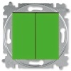 Выключатель двухклавишный ABB Levit зелёный / дымчатый чёрный (3559H-A05445 67W)
