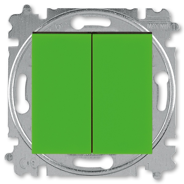 Переключатель двухклавишный ABB Levit зелёный / дымчатый чёрный (3559H-A52445 67W)