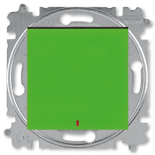 Переключатель одноклавишный с индикацией ABB Levit зелёный / дымчатый чёрный (3559H-A25445 67W)