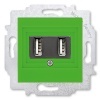USB зарядка двойная ABB Levit USB тип А 1400мА зелёный (5014H-A00040 67W)