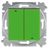 Выключатель жалюзи двухклавишный ABB Levit без фиксации зелёный / дымчатый чёрный (3559H-A88445 67W)