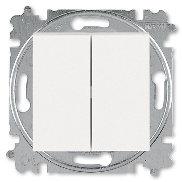 Выключатель кнопочный двухклавишный ABB Levit жемчуг / ледяной (3559H-A87445 68W)