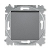 Выключатель кнопочный одноклавишный ABB Levit сталь / дымчатый чёрный (3559H-A91445 69W)