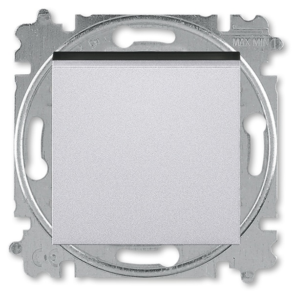 Переключатель кнопочный одноклавишный ABB Levit серебро / дымчатый чёрный (3559H-A86445 70W)