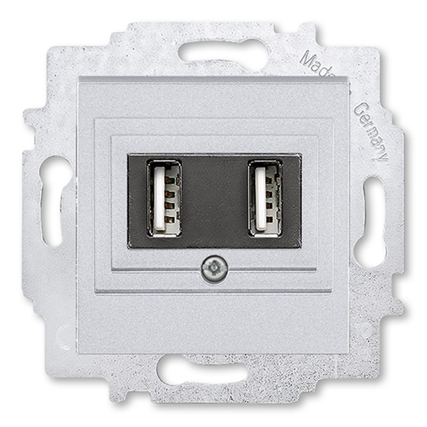 USB зарядка двойная ABB Levit USB тип А 1400мА серебро (5014H-A00040 70W)