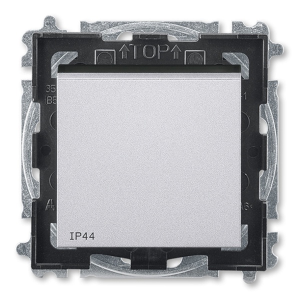 Переключатель кнопочный одноклавишный ABB Levit IP44 серебро / дымчатый чёрный (3559H-A86940 70)