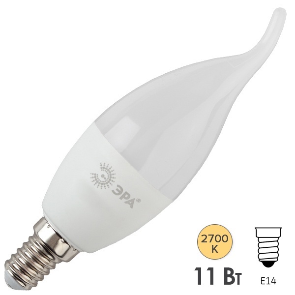 Лампа светодиодная свеча на ветру ЭРА LED BXS 11W 827 E14 теплый свет 732677
