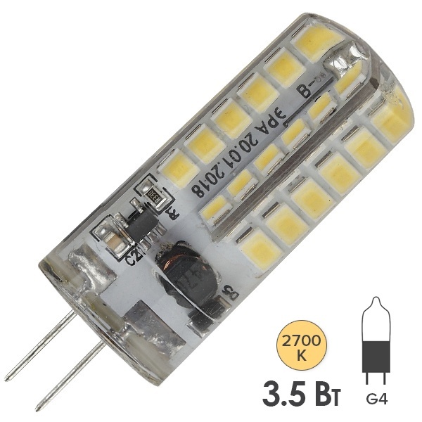 Лампа светодиодная ЭРА LED JC-3,5W-12V-827-G4 теплый свет 734213