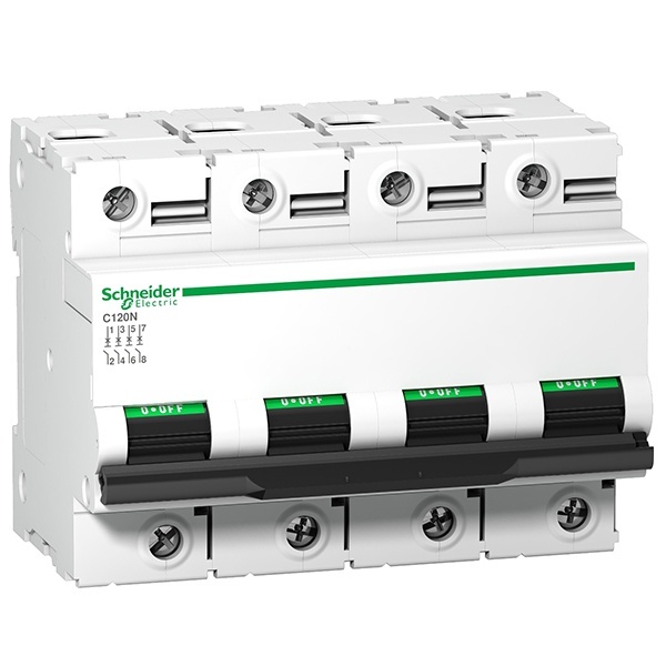 Автоматический выключатель Schneider Electric Acti 9 C120N 4П 80A C 10кА 6 модуля (автомат электрический)
