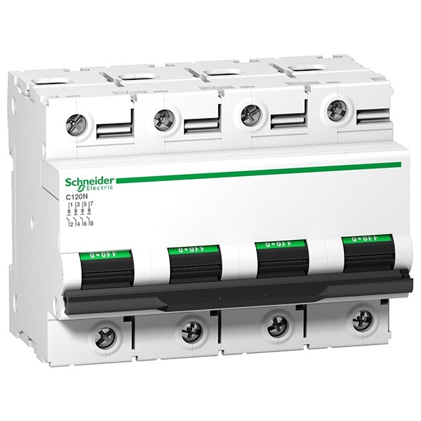 Автоматический выключатель Schneider Electric Acti 9 C120N 4П 100A C 10кА 6 модуля (автомат электрический)