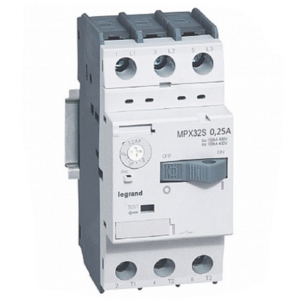 Автоматический выключатель для защиты электродвигателей Legrand MPX3 T32S 0,25A 100kA (автомат электрический)