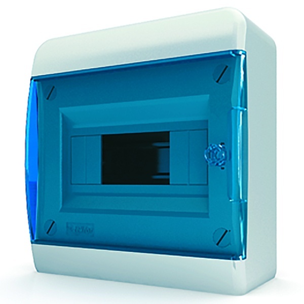 Щит навесной Tekfor 8 (1x8) модулей IP41 прозрачная синяя дверца BNS 40-08-1 (электрический шкаф)