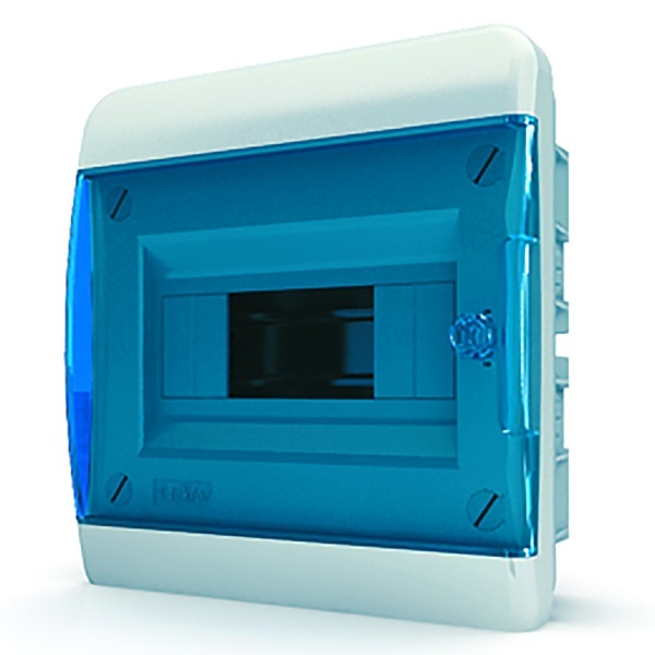 Щит встраиваемый Tekfor 8 (1x8) модулей IP41 прозрачная синяя дверца BVS 40-08-1