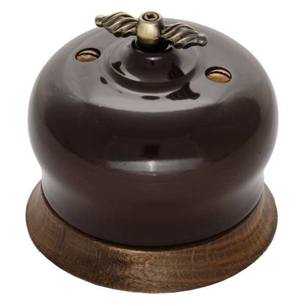 Выключатель 2-клавишный Bironi Фаберже, керамика цвет шоколадная ночь (с рамкой цвет-Винтаж)