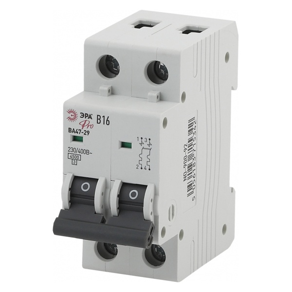 Автоматический выключатель ВА47-29 2Р 16А 4,5кА характеристика В ЭРА Pro (NO-900-92) (автомат электрический)