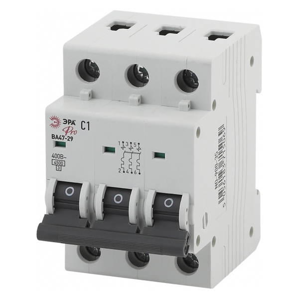 Автоматический выключатель ВА47-29 3Р 16А 4,5кА характеристика C ЭРА Pro (NO-900-44) (автомат электрический)