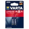 Батарейка AAA LR03 1.5V VARTA LONGLIFE MAX POWER (упаковка 2шт) 04703101412