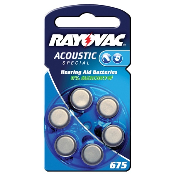Батарейки 675/PR44 1.45V VARTA RAYOVAC ACOUSTIC для слуховых аппаратов (упаковка 6шт) 04600945416