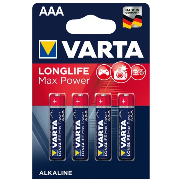 Батарейка VARTA LONGLIFE MAX POWER / MAX TECH AAA LR03 (упаковка 4шт) 04703101404