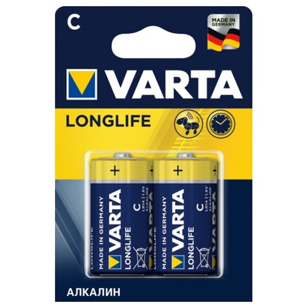 Батарейки VARTA LONGLIFE LR14 C (упаковка 2шт) 4008496847198