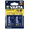 Батарейки D LR20 1.5V VARTA LONGLIFE (упаковка 2шт) 4008496847235