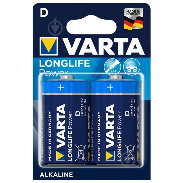 Батарейка D VARTA LONGLIFE POWER (упаковка 2шт) 04920121412