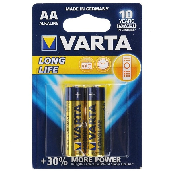Батарейки VARTA LONGLIFE AA (упаковка 2шт) 04106113412