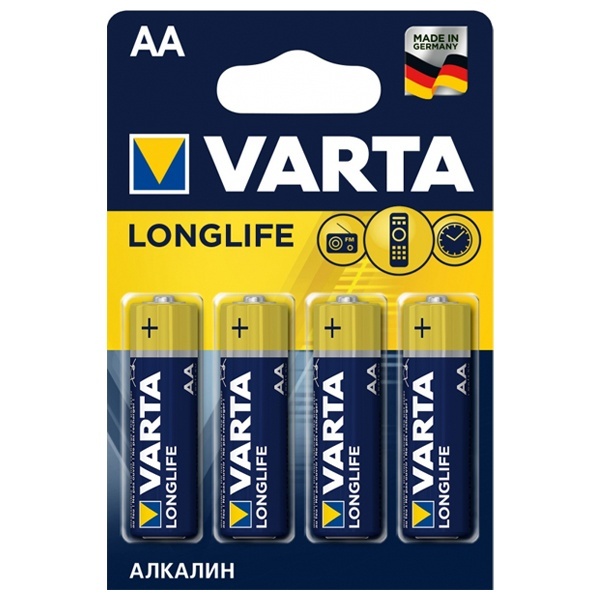 Батарейки VARTA LONGLIFE LR6 AA (упаковка 4шт) 4008496847150