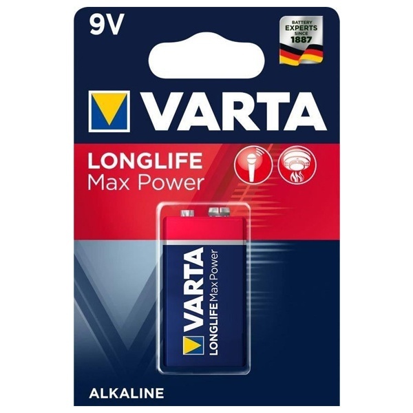 Батарейка Крона VARTA LONGLIFE MAX POWER 9V (упаковка 1шт) 04722101401