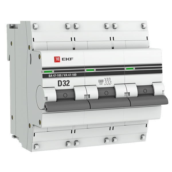 Автоматический выключатель 3P 32А (D) 10kA ВА 47-100 EKF PROxima (автомат электрический)