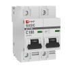 Автоматический выключатель 2P 100А (C) 10kA ВА 47-100 EKF Basic (автомат электрический)