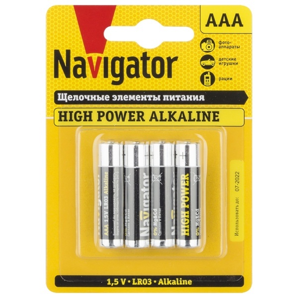 Батарейка AAA LR03 1,5V Navigator 94 751 NBT-NE-LR03-BP4