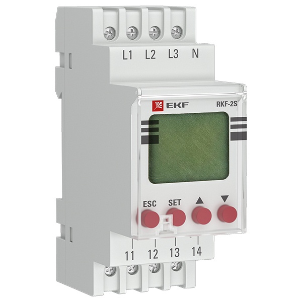 Реле контроля фаз с LCD дисплеем (с нейтралью) RKF-2S 1НО+1НЗ 150-300В 50/60В EKF PROxima