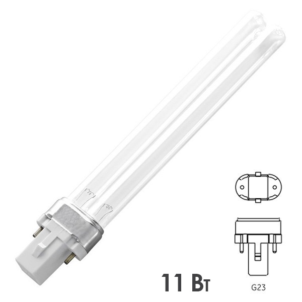 Лампа бактерицидная LightBest LBCQ 11W G23 специальная безозоновая, кварцевое стекло