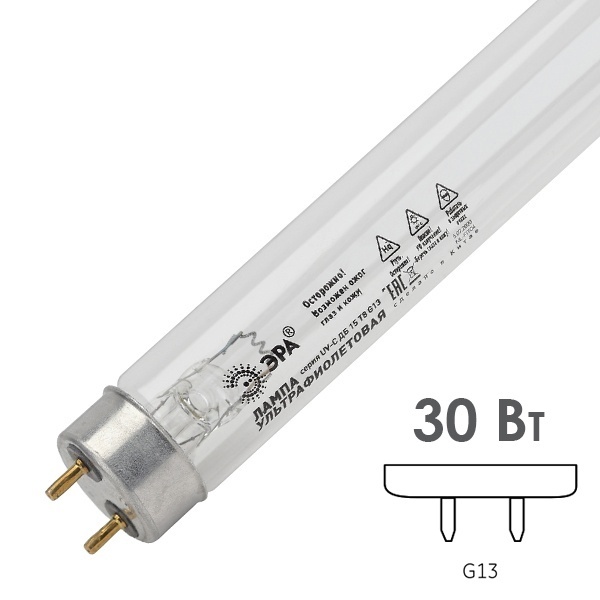 Лампа бактерицидная ЭРА UV-С ДБ 30 Т8 G13 L895mm специальная безозоновая