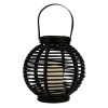 Декоративный фонарь на солнечной батарее 20х20х22 см, черный плетеный корпус, теплый белый цвет свеч