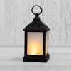 Декоративный фонарь 11х11х22,5 см, черный корпус, теплый белый цвет свечения с эффектом пламени свеч