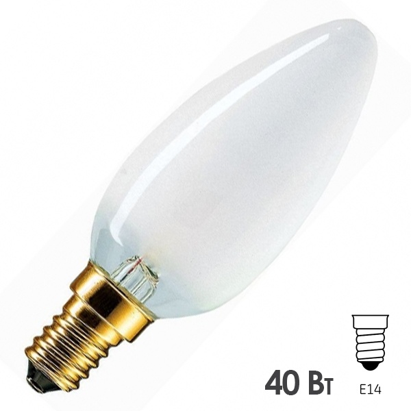 Лампа накаливания свеча Philips STANDART B35 FR 40W 230V E14 d35x100mm матовая