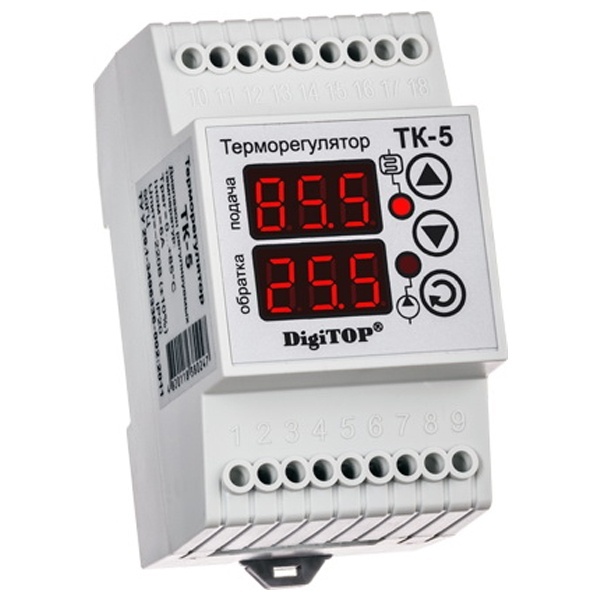 Терморегулятор ТК-5 6A 0C..+125C два канала управления и измерения