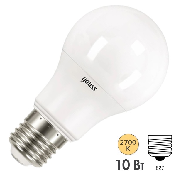 Лампа Gauss LED A60 10W E27 880lm 2700K step dimmable