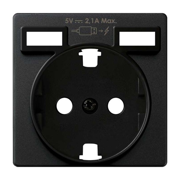 Накладка для розетки Schuko с зарядным устройством 2хUSB Simon 82 Concept черный матовый