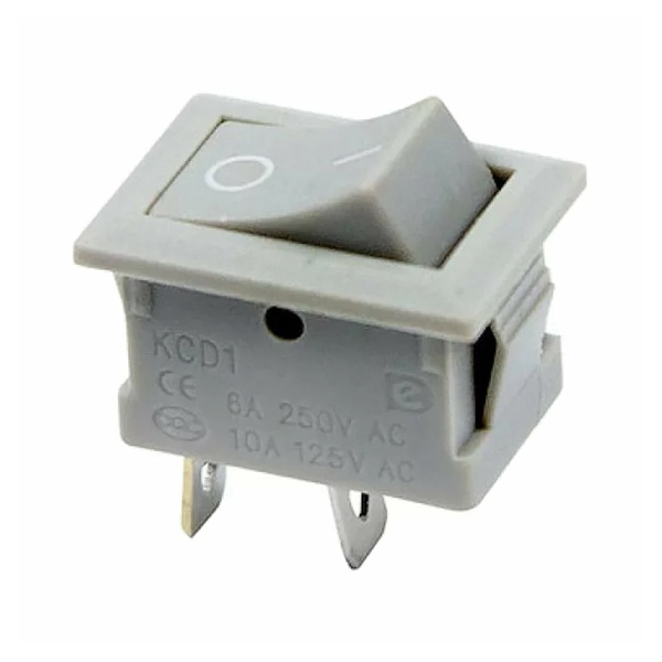 Выключатель клавишный 250V 6А (2с) ON-OFF серый Mini REXANT