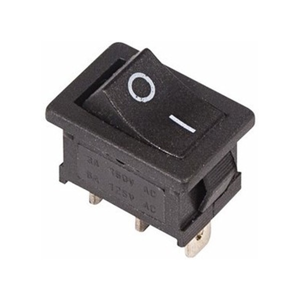 Выключатель клавишный 250V 6А (3с) ON-ON черный Mini REXANT