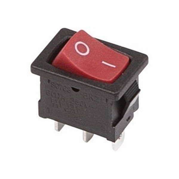 Выключатель клавишный 250V 6А (3с) ON-ON красный Mini REXANT