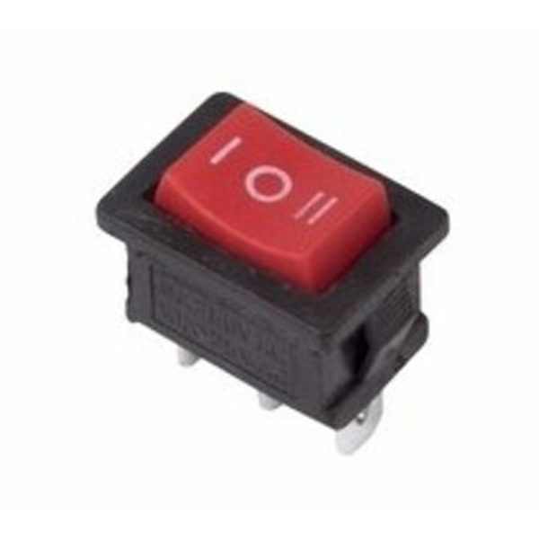 Выключатель клавишный 250V 6А (3с) ON-OFF-ON красный с нейтралью Mini REXANT