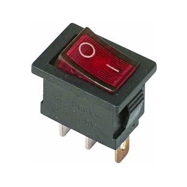 Выключатель клавишный 250V 6А (3с) ON-OFF красный с подсветкой Mini REXANT