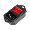 Выключатель клавишный 250 V 16 А (4с) ON-OFF красный с подсветкой и штекером C14 3PIN  REXANT