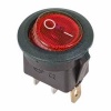 Выключатель клавишный круглый 250V 6А (3с) ON-OFF красный с подсветкой (1шт. в пакете) REXANT